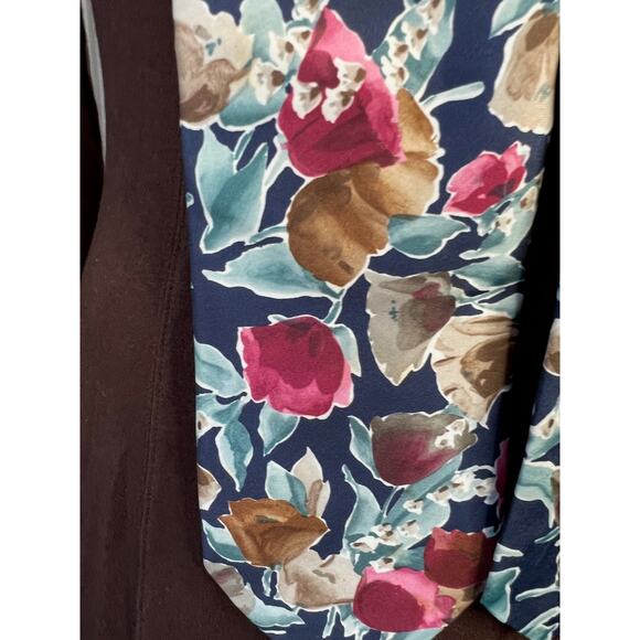 Tie vintage 1980s abstract floral pink blue - Picture 3 of 10